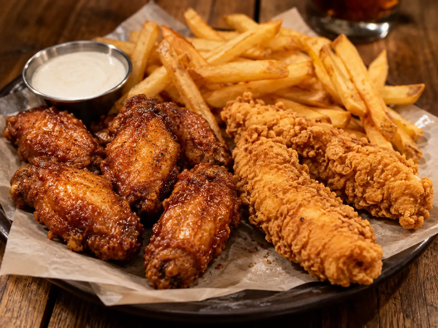 5 Wings + 2 Tenders + frite