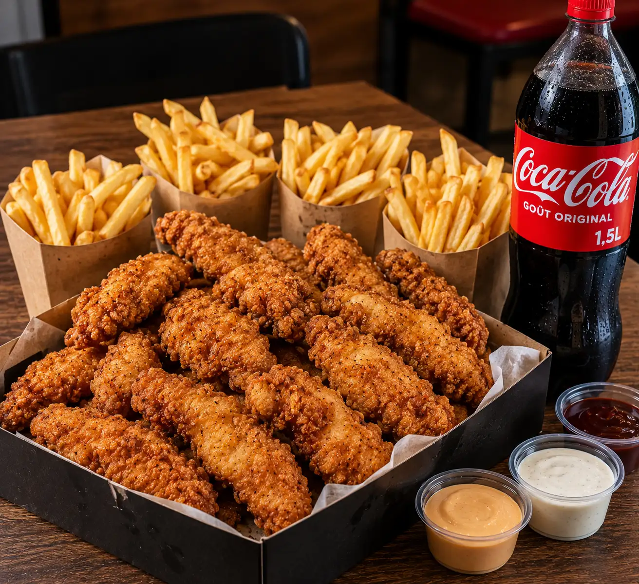 16 Tenders + 4 Frites + 1,5L de Coca